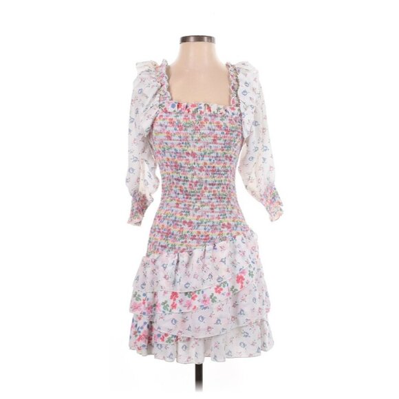 70°F/21°C Women's Puffy Sleeve Princess Tulle Mini Dress Size S Coquette Floral - Picture 2 of 11